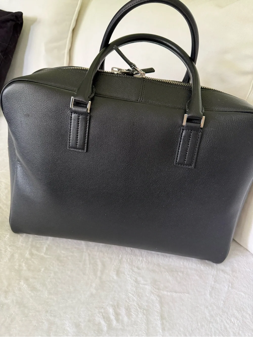 Tom Ford Black Leather Zip-Top Briefcase with Detachable Strap